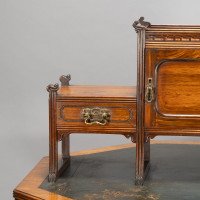 Thomas Jeckyll Attributed, Made by William Walker & Sons. Rare Anglo-Japanese Octagonal Walnut Partner Desk - Thumbnail 19