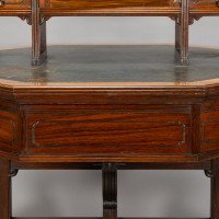 Thomas Jeckyll Attributed, Made by William Walker & Sons. Rare Anglo-Japanese Octagonal Walnut Partner Desk - Thumbnail 28
