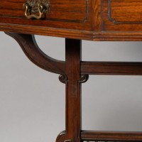 Thomas Jeckyll Attributed, Made by William Walker & Sons. Rare Anglo-Japanese Octagonal Walnut Partner Desk - Thumbnail 26