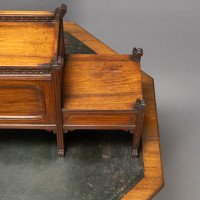 Thomas Jeckyll Attributed, Made by William Walker & Sons. Rare Anglo-Japanese Octagonal Walnut Partner Desk - Thumbnail 13