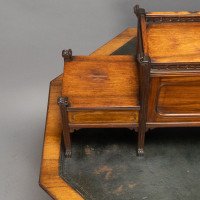 Thomas Jeckyll Attributed, Made by William Walker & Sons. Rare Anglo-Japanese Octagonal Walnut Partner Desk - Thumbnail 15