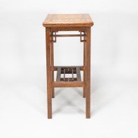 E. W. Godwin Probably Made by William Watt. An Anglo-Japanese Oak & Lattice Statue Stand with Wide Inlaid Top - Thumbnail 2