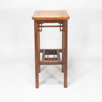 E. W. Godwin Probably Made by William Watt. Anglo-Japanese Oak & Lattice Statue Stand with Wide Inlaid Top - Thumbnail 5