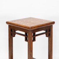 E. W. Godwin Probably Made by William Watt. Anglo-Japanese Oak & Lattice Statue Stand with Wide Inlaid Top - Thumbnail 9