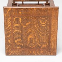 E. W. Godwin Probably Made by William Watt. An Anglo-Japanese Oak & Lattice Statue Stand with Wide Inlaid Top - Thumbnail 12