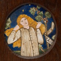 Morris & Co., Designed by Edward Burne Jones in 1861-1862. Rare Arts & Crafts Pre-Raphaelite Hand Painted Tile Depicting Geoffrey Chaucer's Poem,'Legend of Good Wimmen' - Thumbnail 2