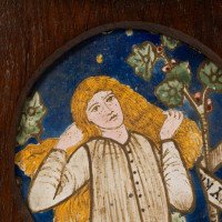 Morris & Co., Designed by Edward Burne Jones in 1861-1862. Rare Arts & Crafts Pre-Raphaelite Hand Painted Tile Depicting Geoffrey Chaucer's Poem,'Legend of Good Wimmen' - Thumbnail 4