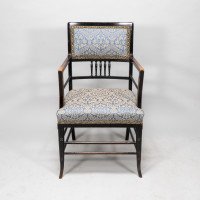H. W. Batley or E. W. Godwin for Collinson & Lock Attributed. Aesthetic Movement Ebonised Walnut Armchair - Thumbnail 2