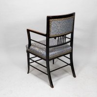 H. W. Batley or E. W. Godwin for Collinson & Lock Attributed. Aesthetic Movement Ebonised Walnut Armchair - Thumbnail 5
