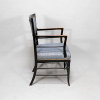 H. W. Batley or E. W. Godwin for Collinson & Lock Attributed. Aesthetic Movement Ebonised Walnut Armchair - Thumbnail 8