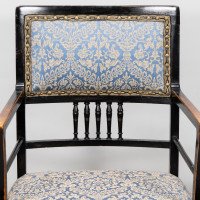 H. W. Batley or E. W. Godwin for Collinson & Lock Attributed. Aesthetic Movement Ebonised Walnut Armchair - Thumbnail 9