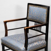 H. W. Batley or E. W. Godwin for Collinson & Lock Attributed. Aesthetic Movement Ebonised Walnut Armchair - Thumbnail 11
