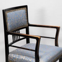 H. W. Batley or E. W. Godwin for Collinson & Lock Attributed. Aesthetic Movement Ebonised Walnut Armchair - Thumbnail 13