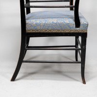 H. W. Batley or E. W. Godwin for Collinson & Lock Attributed. Aesthetic Movement Ebonised Walnut Armchair - Thumbnail 15