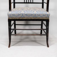 H. W. Batley or E. W. Godwin for Collinson & Lock Attributed. Aesthetic Movement Ebonised Walnut Armchair - Thumbnail 17