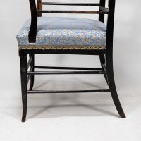 H. W. Batley or E. W. Godwin for Collinson & Lock Attributed. Aesthetic Movement Ebonised Walnut Armchair - Thumbnail 20