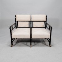 E. W. Godwin Attributed, Anglo-Japanese Ebonised Duet or Conversation Settee - Thumbnail 2