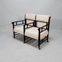 E. W. Godwin Attributed, Anglo-Japanese Ebonised Duet or Conversation Settee - Thumbnail 3