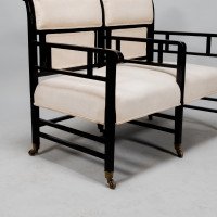 E. W. Godwin, attributed. An Anglo-Japanese Ebonized Duet or Conversation Settee - Thumbnail 13
