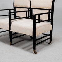 E. W. Godwin Attributed, Anglo-Japanese Ebonised Duet or Conversation Settee - Thumbnail 16