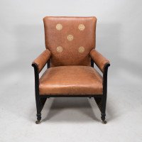 E. W. Godwin Design. Attributed. Anglo-Japanese Armchair with Slightly Curved Pagoda Shaped Arms & Fine Lattice Detailing - Thumbnail 2