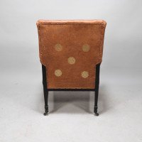 E. W. Godwin Design. Attributed. Anglo-Japanese Armchair with Slightly Curved Pagoda Shaped Arms & Fine Lattice Detailing - Thumbnail 6