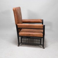 E. W. Godwin Design. Attributed. Anglo-Japanese Armchair with Slightly Curved Pagoda Shaped Arms & Fine Lattice Detailing - Thumbnail 8