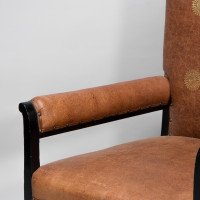 E. W. Godwin Design. Attributed. Anglo-Japanese Armchair with Slightly Curved Pagoda Shaped Arms & Fine Lattice Detailing - Thumbnail 11