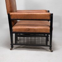 E. W. Godwin Design. Attributed. Anglo-Japanese Armchair with Slightly Curved Pagoda Shaped Arms & Fine Lattice Detailing - Thumbnail 13