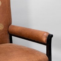 E. W. Godwin Design. Attributed. Anglo-Japanese Armchair with Slightly Curved Pagoda Shaped Arms & Fine Lattice Detailing - Thumbnail 10