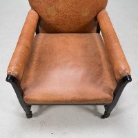 E. W. Godwin Design. Attributed. Anglo-Japanese Armchair with Slightly Curved Pagoda Shaped Arms & Fine Lattice Detailing - Thumbnail 12