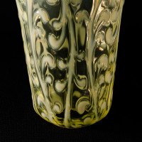 A Set of Three Vaseline Bell Shades with Raised Trailing Leaf Decoration - Thumbnail 11