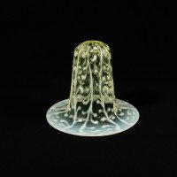 A Set of Three Vaseline Bell Shades with Raised Trailing Leaf Decoration - Thumbnail 13
