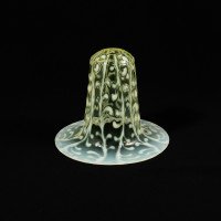 A Set of Three Vaseline Bell Shades with Raised Trailing Leaf Decoration - Thumbnail 15