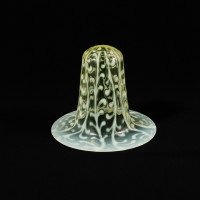 A Set of Three Vaseline Bell Shades with Raised Trailing Leaf Decoration - Thumbnail 18