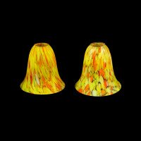 Pair of Mottled Yellow and Orange Glass Shades c.1930 - Thumbnail 1