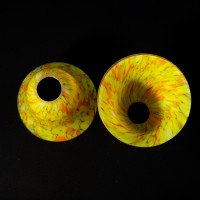 Pair of Mottled Yellow and Orange Glass Shades c.1930 - Thumbnail 2