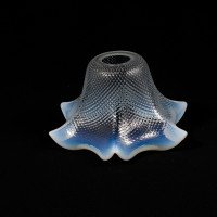 Rare Pair of Vaseline Flower Head Shades with Ruffled Rims & Micro-dot Textured Surfaces - Thumbnail 12
