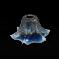 A Rare Pair of Vaseline Flower Head Shades with Ruffled Rims & Micro-dot Textured Surfaces - Thumbnail 14