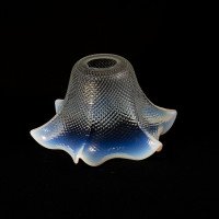 A Rare Pair of Vaseline Flower Head Shades with Ruffled Rims & Micro-dot Textured Surfaces - Thumbnail 16