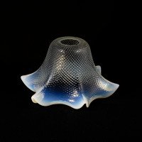 A Rare Pair of Vaseline Flower Head Shades with Ruffled Rims & Micro-dot Textured Surfaces - Thumbnail 17