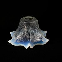 A Rare Pair of Vaseline Flower Head Shades with Ruffled Rims & Micro-dot Textured Surfaces - Thumbnail 18