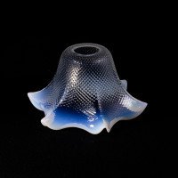 A Rare Pair of Vaseline Flower Head Shades with Ruffled Rims & Micro-dot Textured Surfaces - Thumbnail 22