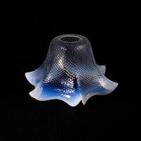 A Rare Pair of Vaseline Flower Head Shades with Ruffled Rims & Micro-dot Textured Surfaces - Thumbnail 24