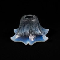 A Rare Pair of Vaseline Flower Head Shades with Ruffled Rims & Micro-dot Textured Surfaces - Thumbnail 28
