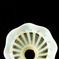 Two Arts & Crafts Vaseline/Uranium Glass Shades, One with Stripes One with Spots - Thumbnail 3
