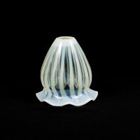 Two Arts & Crafts Vaseline/Uranium Glass Shades, One with Stripes One with Spots - Thumbnail 8