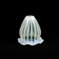 Two Arts & Crafts Vaseline/Uranium Glass Shades, One with Stripes One with Spots - Thumbnail 9
