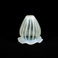 Two Arts & Crafts Vaseline/Uranium Glass Shades, One with Stripes One with Spots - Thumbnail 10