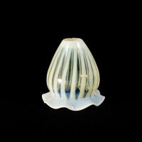 Two Arts & Crafts Vaseline/Uranium Glass Shades, One with Stripes One with Spots - Thumbnail 14